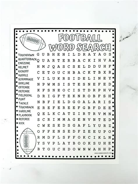 Free Football Word Search Printable