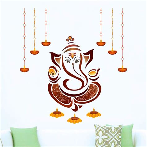Decor Villa Vinyl Self Adhesive Ganesh ji Decal Wall Sticker for Living ...