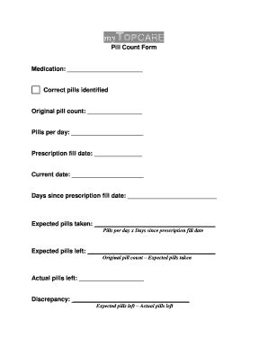 2014 MyTOPCARE Pill Count Form - Blank Fillable Template | Fill Out ...