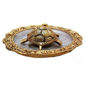 Buy Trendy Crafts Metal Feng Shui Golden Tortoise (Kachua) on Glass ...