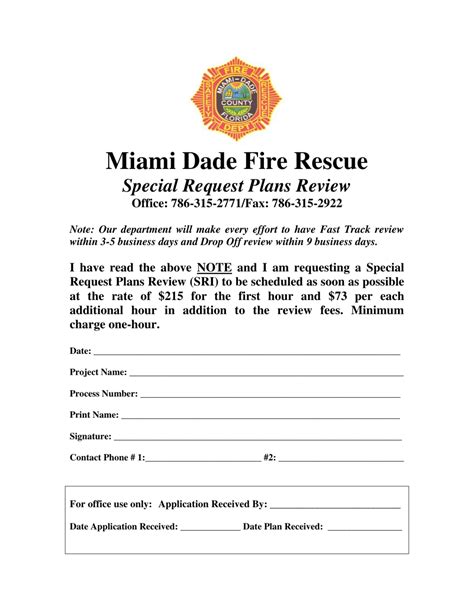 Miami-Dade County, Florida Special Request Plans Review - Fill Out ...