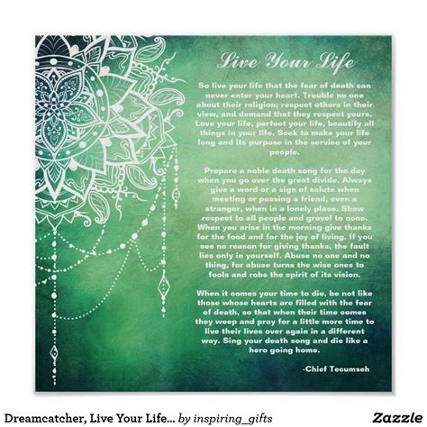Dreamcatcher, Live Your Life Native American Poem Poster | Zazzle ...