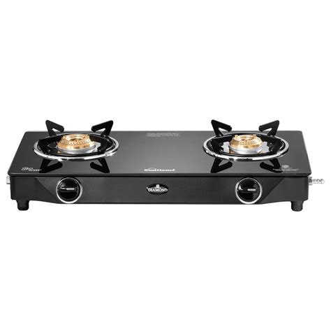 Diamond 2 Burner Gas Stove | 1 Medium and 1 Small Brass Burners |Tough ...