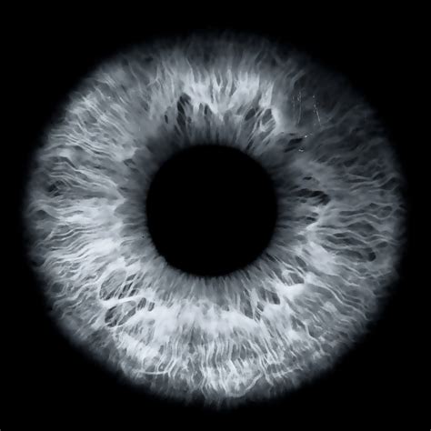 Black and White Eyeball with Partially Closed Iris