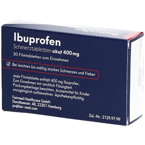 IBUPROFEN Schmerztabletten akut 400 mg 30 St - Shop Apotheke