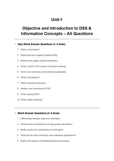 DSS & KM Concepts: Short & Long Answer Questions Overview (KM QB) - Studocu