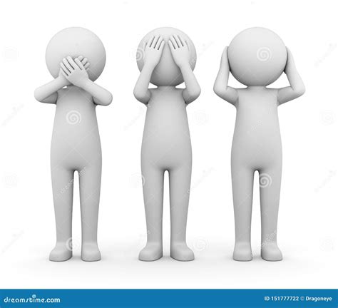 Mute Blind Deaf Three White Men 3D Illustration Stock Illustration ...