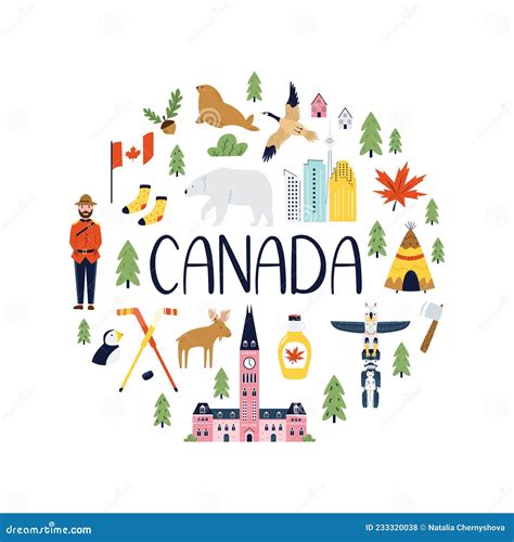 Poster in a Modern Flat Style with Famous Symbols and Landmarks of ...