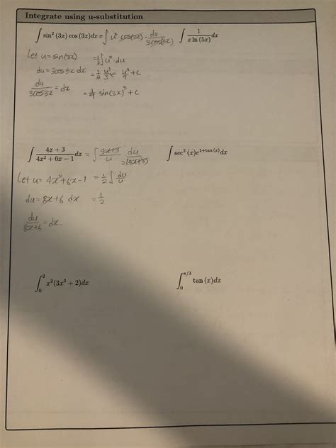 Integrate Using U Substitution 的图像结果