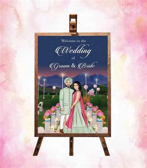 Punjabi Wedding Welcome Poster | Outdoor Cartoon Couple Board | VG-249 ...