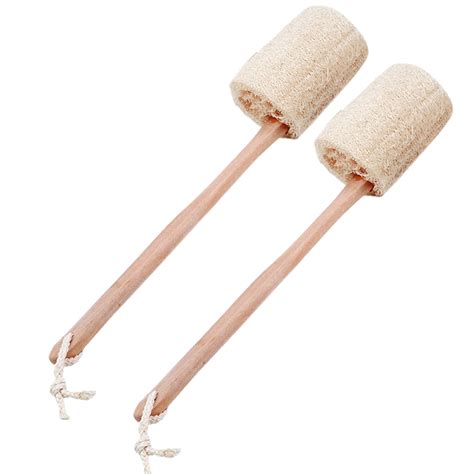 2Packs Loofah Back Scrubber For Shower Loofah On A Stick With Natural ...