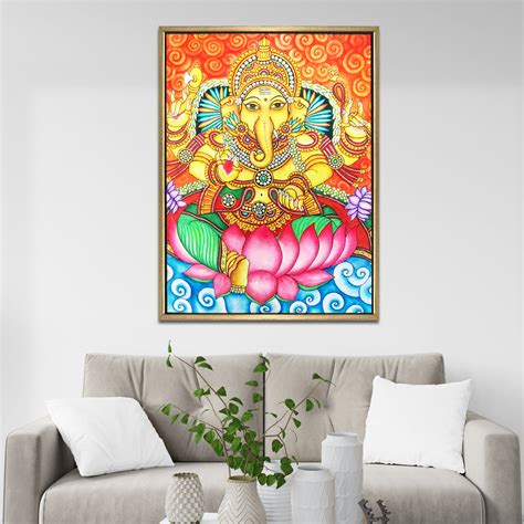 Kerala Mural Indian Traditional Canvas Painting with Large Framed ...