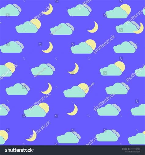 Seamless Pattern Clouds Sun Moon Template Stock Vector (Royalty Free ...