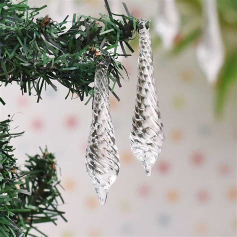 Clear Crystal Glass Twisted Icicles Christmas Ornaments-Chandelier Drop ...