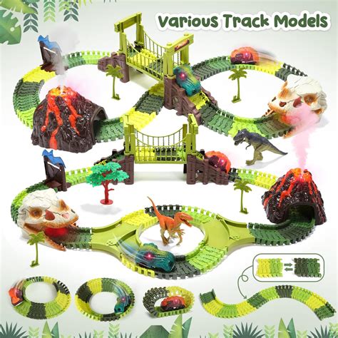 Buy HOLYFUN Dinosaur Race Car Tracks, Toy Train Set Tracks, Car Track ...