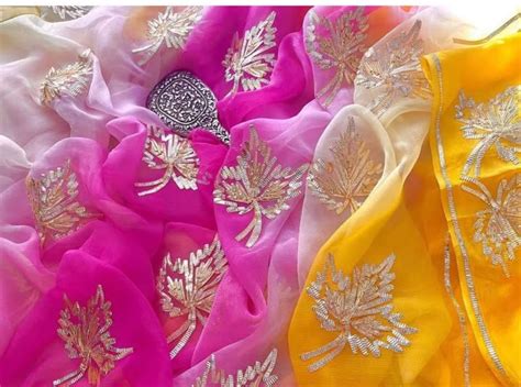 Kachi Gotta Maple Chiffon Saree – miraahe.com