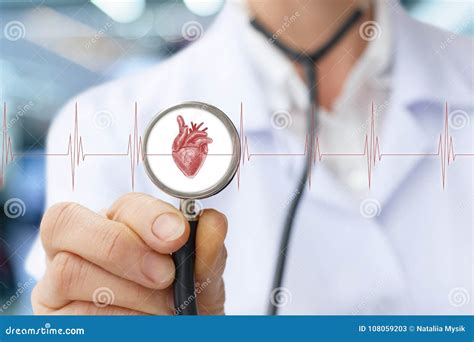 Doctor the Cardiologist Listens To the Heart. Stock Image - Image of ...