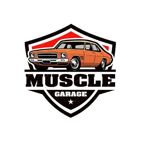 Premium Vector | Muscle car garage badge emblem ready made logo vector ...