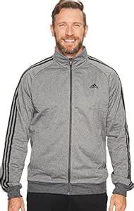 Adidas Mens Essentials 3-Stripe Track Jacket, Gray/Black, Medium ...