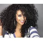 Synthetic Wig Afro Curly Asymmetrical Machine Made Wig Medium Length ...
