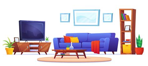 Living room interior with furniture and tv 21756953 Vector Art at Vecteezy