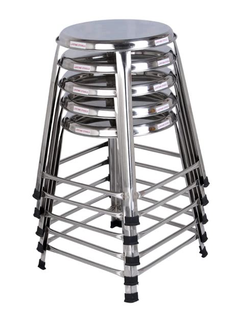 Lifetime Stools Lifetime Stainless Steel Stool - Round Shape, 18 Inches ...