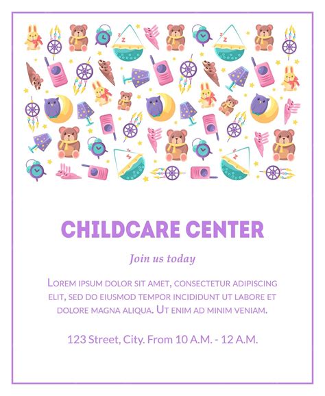 Premium Vector | Childcare center banner template with cute baby toys ...