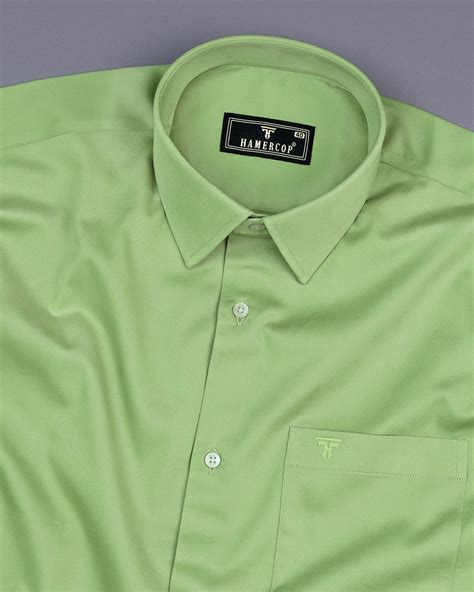 Kyoto Pista Green Soft Touch Satin Premium Cotton Shirt – Hamercop