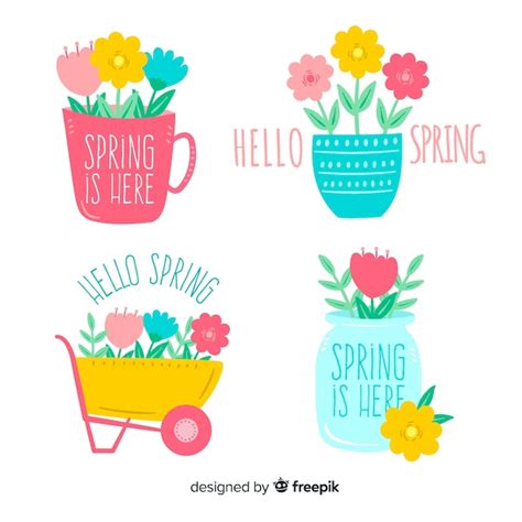 Lente labelverzameling | Gratis Vector