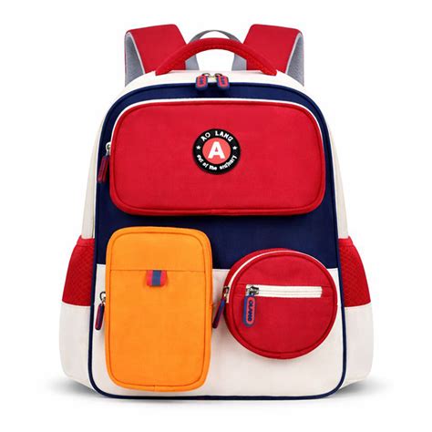 Red & Orange 3 different pocket style school backpack for older kids