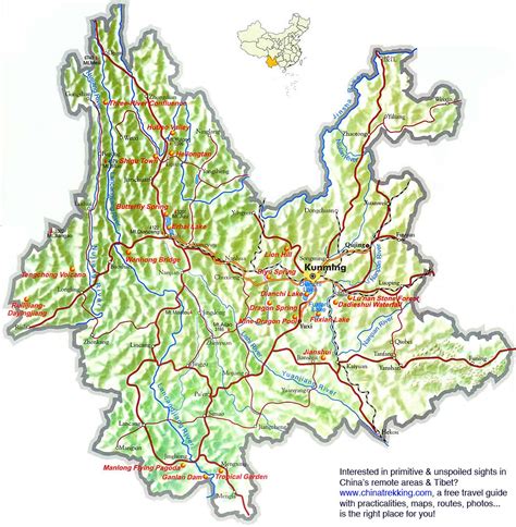 Yunnan Tour Map - China Trekking Guide, Route, Map, Photo