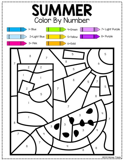 Color By Number Printable Summer