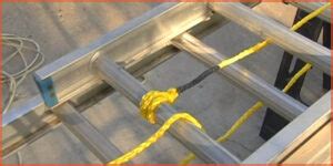 Image result for Extension Ladder Rope Setup
