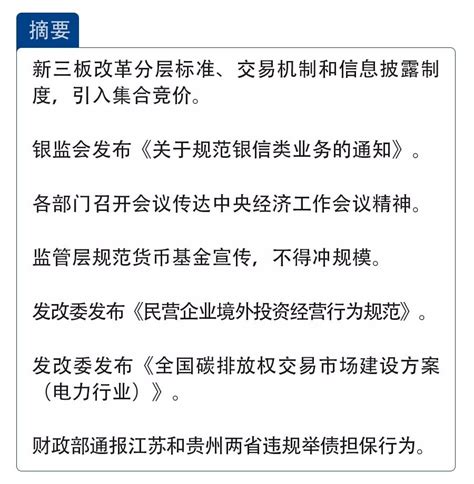 新三板引入集合竞价制度—监管政策周报