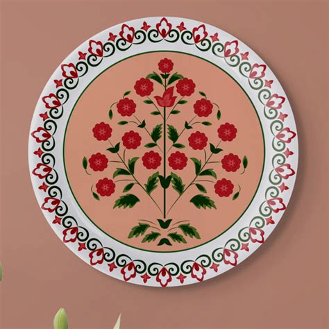Mughal Garden-Inspired Tropical Elegance collage Wall Plates Set of 6 ...