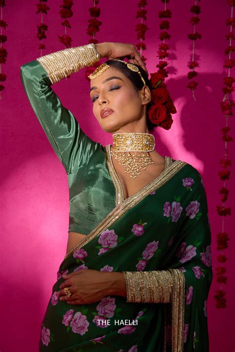Raavi Green Satin Silk Saree – The Haelli