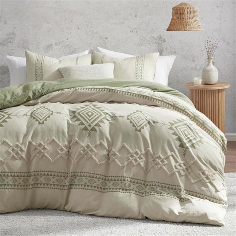 Amazon.com: Oli Anderson Boho Duvet Cover Set King Size, Beige and Sage ...