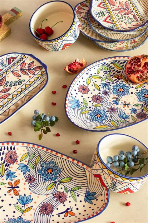 Buy Wild Indigo Handpainted Oval Platter Online | Wishing Chair