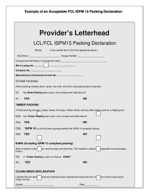 LCL/FCL ISPM15 Packing Declaration - Megatop - Fill and Sign Printable ...