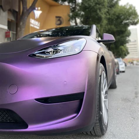 Tesla Model Y Wrap，Best Ravoony Ultimate Flat Magic Purple Car Vinyl Wrap Tesla Model Y Wrap ...