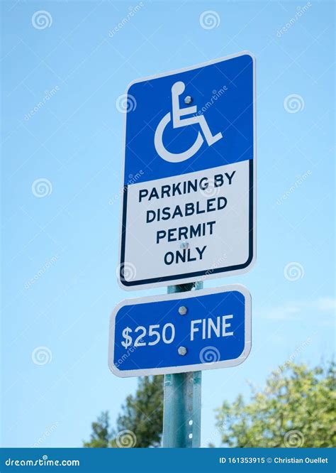 Disabled Parking Permit Sign $250 Fine on Blue Sky in the State of ...