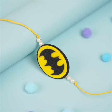 Buy Handmade Batman Theme Pom - Pom Felt Rakhi With Roli Chawal For ...