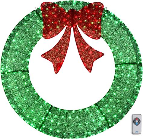 Amazon.com: 60in Christmas Round Winter Xmas Wreath,Pre-Lit Outdoor ...