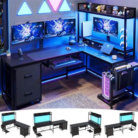 DICTAC L Shaped Desk with Power Outlet, Reversible L-Shaped India | Ubuy