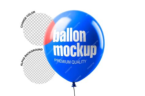 Premium PSD | Mockup on coloured balloon on transparent background