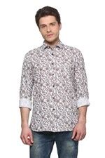 Buy Men White Regular Fit Print Full Sleeves Casual Shirt Online ...