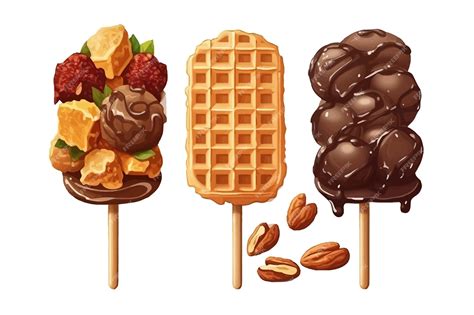 Premium Vector | Waffle on stick Isolated on background Cartoon vector ...