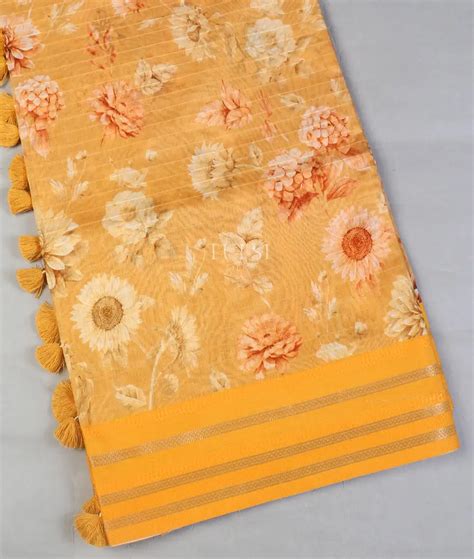 Buy Yellow Chanderi Cotton Saree T591104