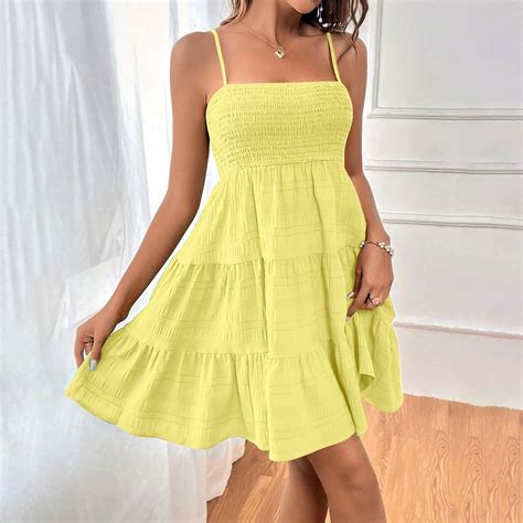 Womens Summer Dress with Pockets Sleeveless Above the Knee Spaghetti ...