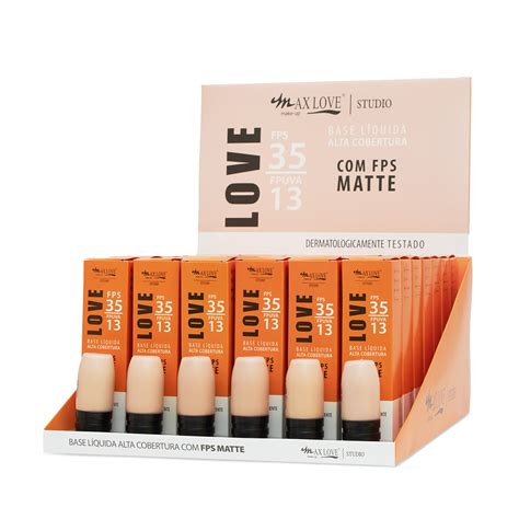 Base Liquida Matte Alta Cobertura 35FPS Cor 50 a 55 Max Love com 42un ...